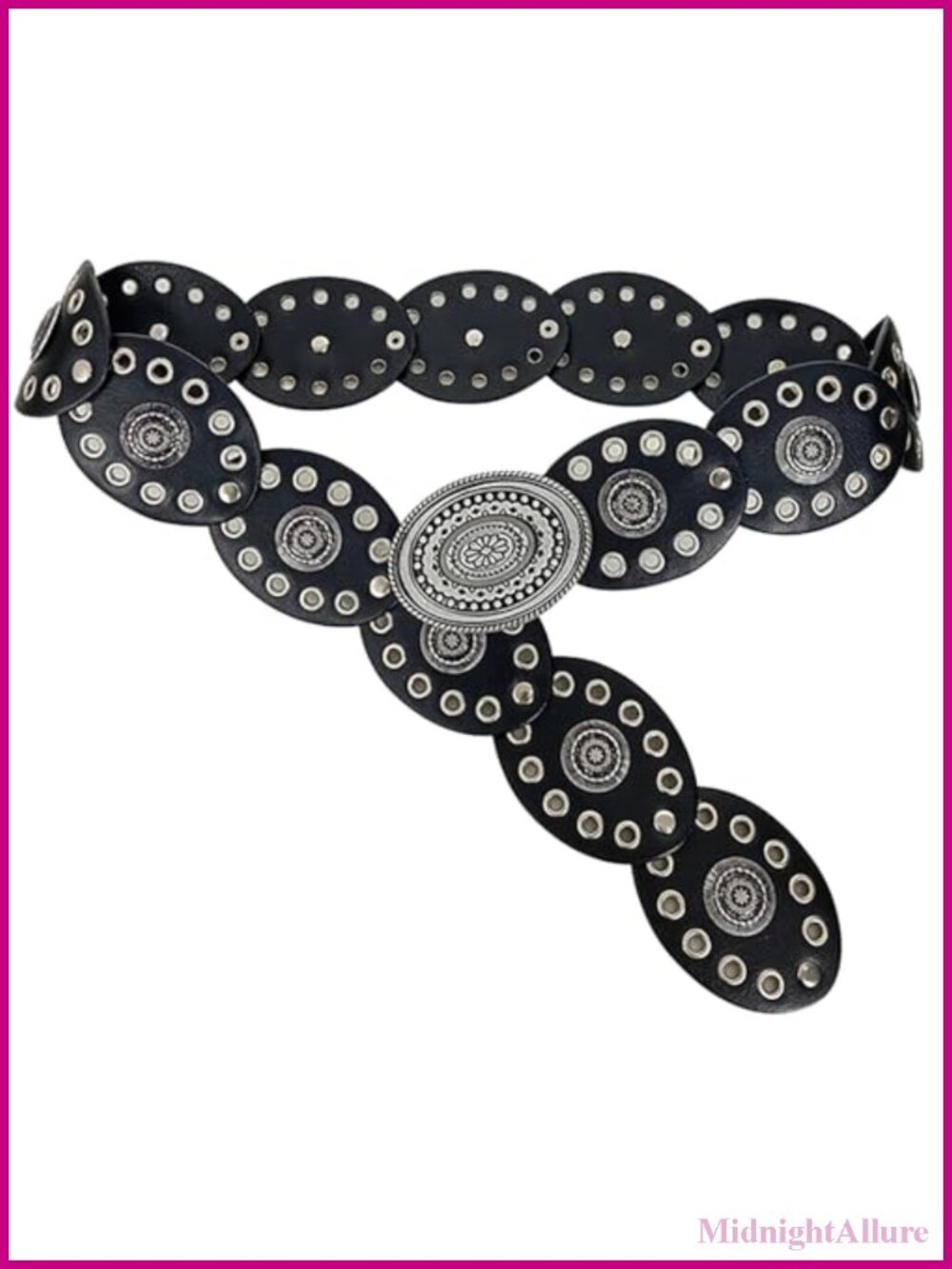 Wide Western Disc Belt PU Leather Concho Cowgirl Waist Belt Adjustable
